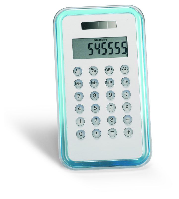 calculatrice personnalisable pour entreprise "CULCA" - Bleu Transparent