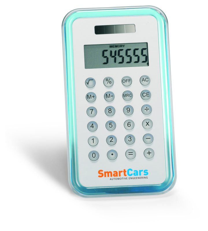 calculatrice personnalisable pour entreprise "CULCA" - Bleu Transparent
