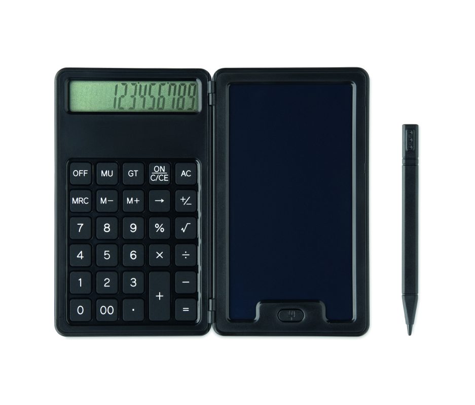 calculatrice publicitaire personnalisable avec tablette LCD - Noir