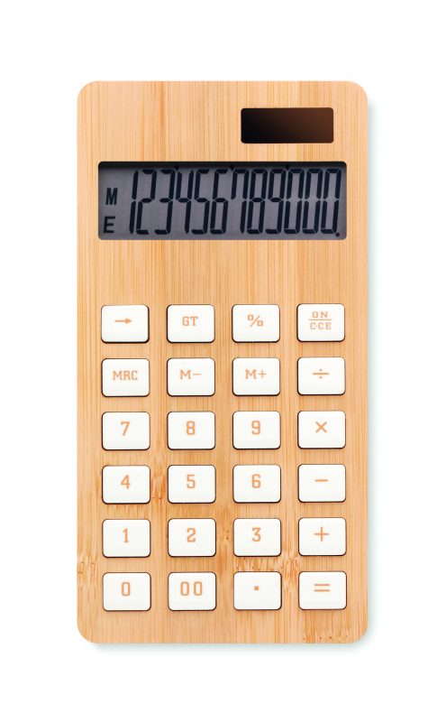 calculatrice publicitaire personnalisable en bambou - calculatrice publicitaire en bambou personnalisable - Bois