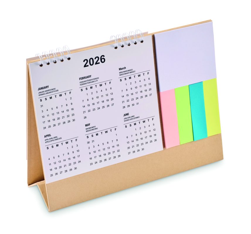 calendrier de bureau personnalisable pour entreprises - calendrier de bureau personnalisable en papier recyclé pour entreprises - Beige