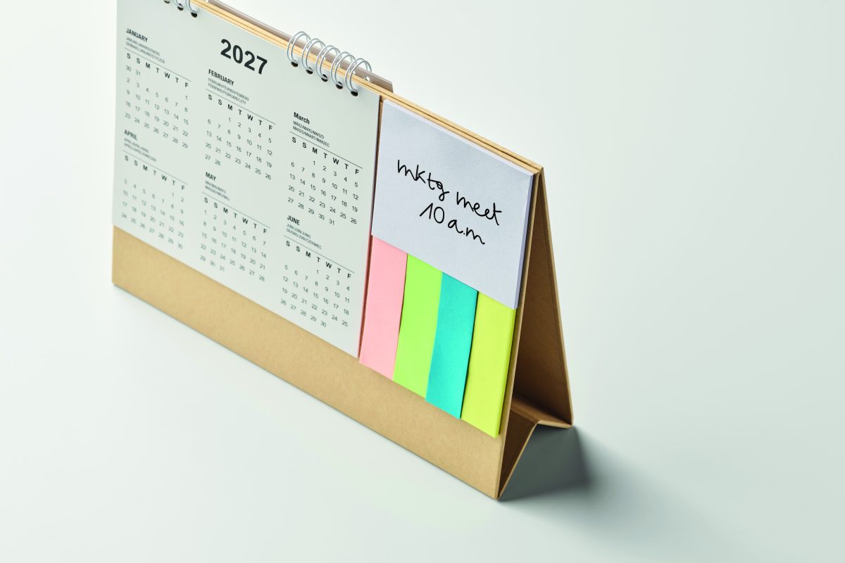 calendrier de bureau personnalisable pour entreprises - calendrier de bureau personnalisable en papier recyclé pour entreprises - Beige