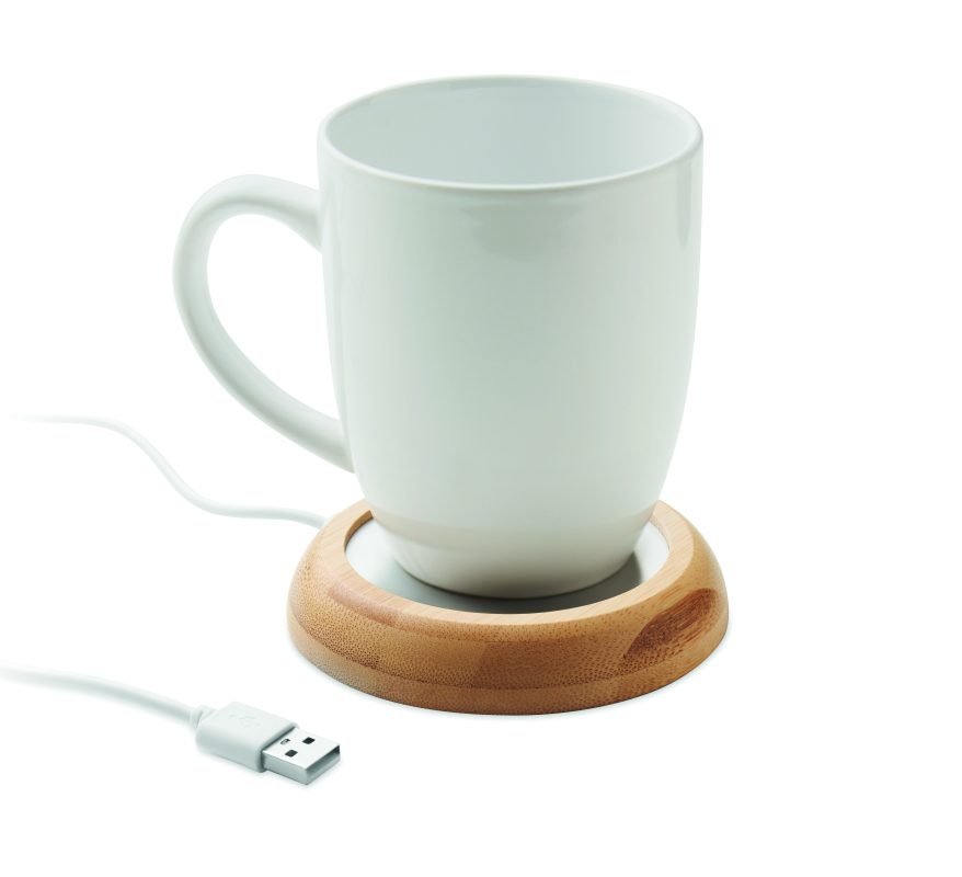 chauffe-tasse publicitaire en bambou personnalisable - Bois