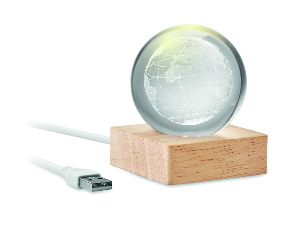 globe lumineux personnalisable en verre - Bois