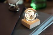 globe lumineux personnalisable en verre - Bois