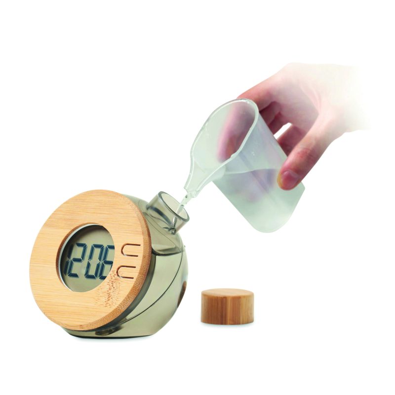 horloge personnalisable pour entreprise - horloge personnalisable en bambou DROPPY LUX - Gris Transparent