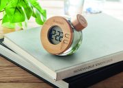 horloge personnalisable pour entreprise - horloge personnalisable en bambou DROPPY LUX - Gris Transparent