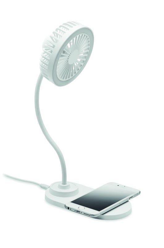 ventilateur de bureau personnalisable avec lumière LED - Blanc