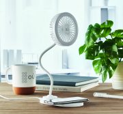 ventilateur de bureau personnalisable avec lumière LED - Blanc